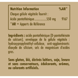 SOLGAR VITAMINE B5 (Acide Pantothénique) 550mg - 50 Gélules