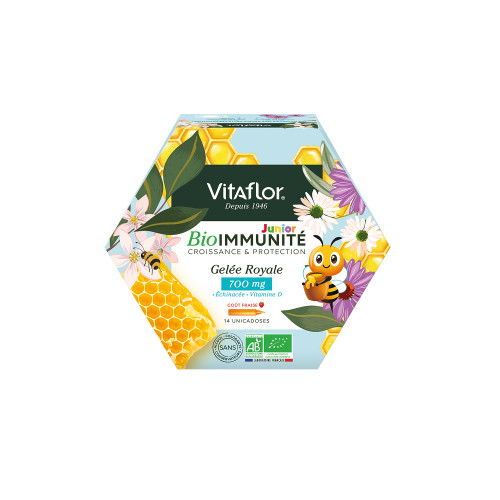 VITAFLOR BIO IMMUNITÉ JUNIOR Gelée Royale 700mg Goût Fraise -