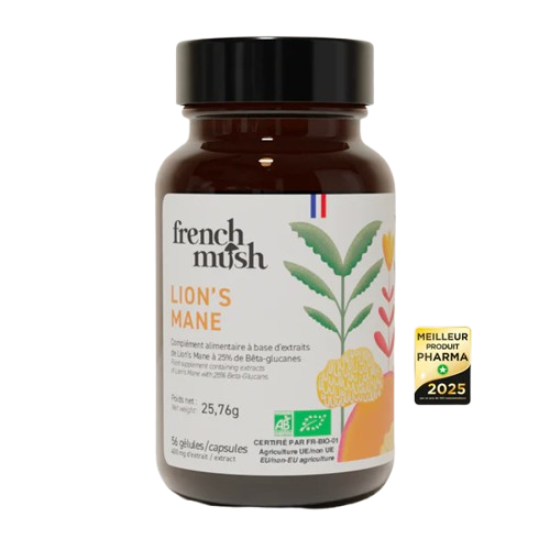 Complément Alimentaire French Mush Lion's Mane 56 Gélules - Humeur, Mémoire - Date 03/28